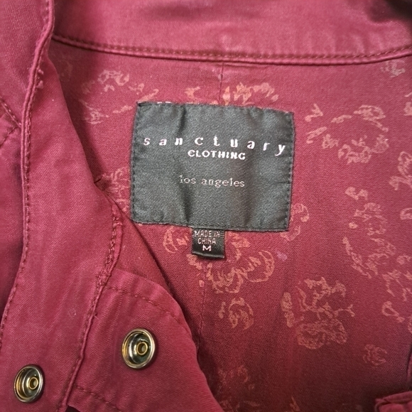 ANTHROPOLOGIE Sanctuary Military Moto Field Jacket Burgundy - Picture 8 of 16